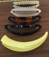 VINTAGE HAIR CLIP CLINCHER Pearls Plastic Scunci LOT OF 5 E