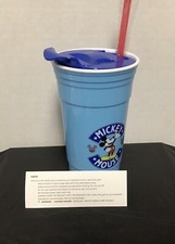 Disney Mickey Mouse Light Blue Plastic Tumbler With Straw And Lid 32 oz New