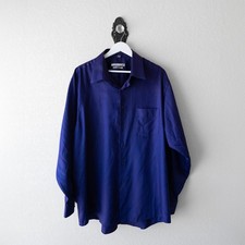 Geoffrey Beene Men  s Dress Shirt 17.5 34/35 Blue Wrinkle Free Regular Fit