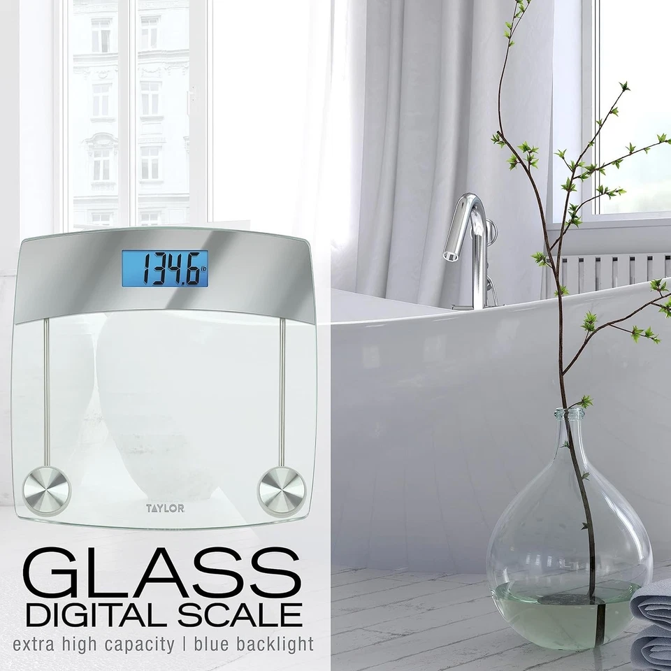 Digital Body Weight Scale 440LB Capacity, Blue LCD, Stainless Steel Glass - Image 2 of 4