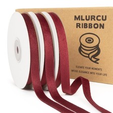 Maroon Velvet Ribbon 3/8 Inch x 21Yd Double Faced Thin Dark Red Velvet Ribbon...