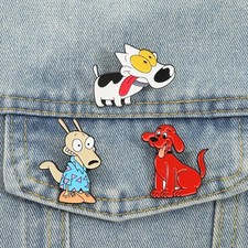 Cartoon Little Kangaroo Enamel Pins Dalmatian Red Dog Brooches Lapel Badges TV C