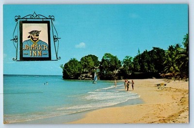 Ocho Rios Jamaica W.I. Postcard Jamaica Inn Overlooking White Sand Beach c1950's