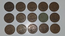 Set of 15 x Half Penny King George VI British Bronze Coins 1941-1943