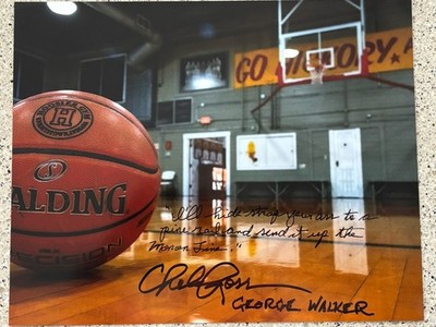 CHELCIE ROSS ''GEORGE WALKER'' HOOSIERS SIGNED HICKORY HUSKERS 8x10 ''HIDE STRAP..