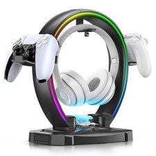 RGB Headphone  Controller Stand with 9 Light Modes - Foldable Controller Han...
