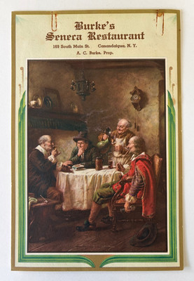 Burke's Seneca Restaurant Beverage Menu Canandaigua New York c.1930s