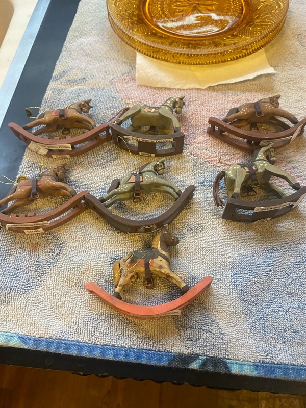 Lot: 7 Rocking Horses ~ NICE Set ~ Hallmark Miniature Ornaments ~ NO BOXES