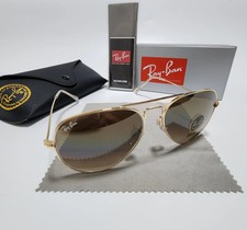 Ray-Ban RB3025 Aviator Sunglasses, Gold Frame, Brown Lenses