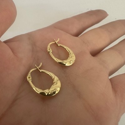 14K Gelbgold Korb Creolen 17mm strukturiert gepufft echt 585 1,31g Geschenk