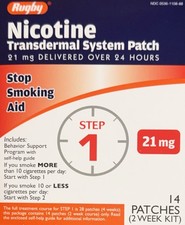 Rugby Nicotine Transdermal System Patch Step 1. 21 mg 14 Patches Each. 2 Pack