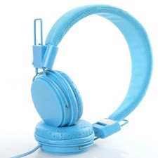 Kids Headsets Wired Headband Earphones with 3.5mm Plug Blue US