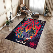 Retro 80s Sci-Fi Mystery Area Rug - Supernatural Poster Art
