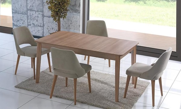 Esstisch Essgruppe PolsterstüHle Essgarnitur Tisch + 4 X Lehnstuhl Esszimmer Set-image