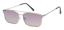 Womens Trendy Square Metallic Silver Frame Purple Gradient Lens Sunglasses