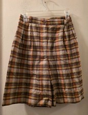 Vintage 1960s Plaid Linen Shorts In Yellow Pink Orange USA Made Club Classics 6