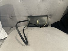 Genuine YSL Saint Laurent Phone Holder Wallet On Chain Cassandre Bag Black Gold