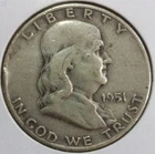 1951-D Franklin 90% Silver Half Dollar (Very Fine Details)