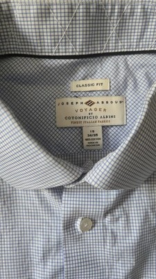 Joseph Abboud Voyager Button Down Mens 19 34/35 Blue & White Plaid Dress Shirt