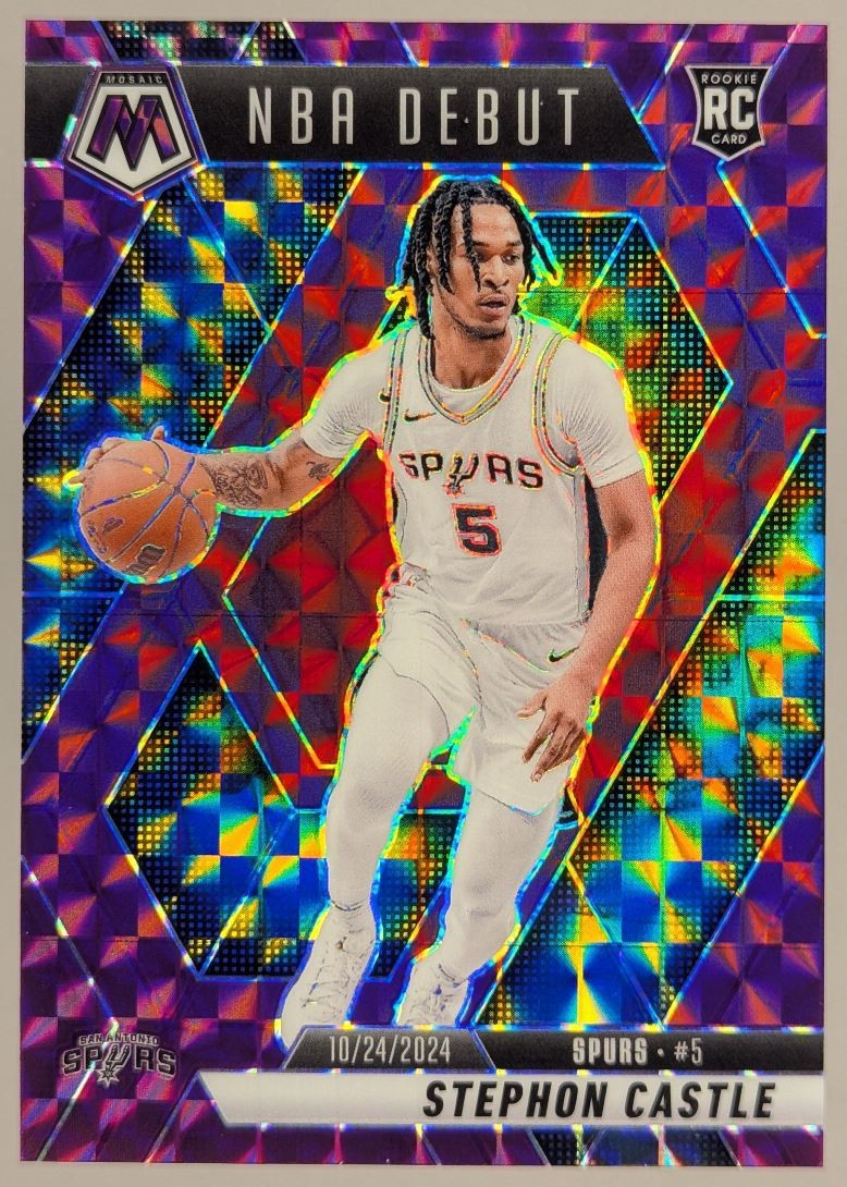2024-25 Panini Mosaic Purple /99 Stephon Castle RC 54/99 San Antonio Spurs #267