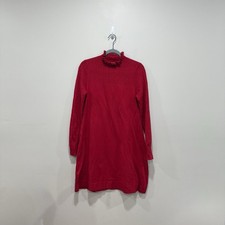 Loft Red Ruffle Mock Neck Sweater Dress / Tunic  Size Small