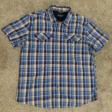Eddie Bauer Classic Fit Men  s XL Button Down Shirt Blue Red Lightweight EUC
