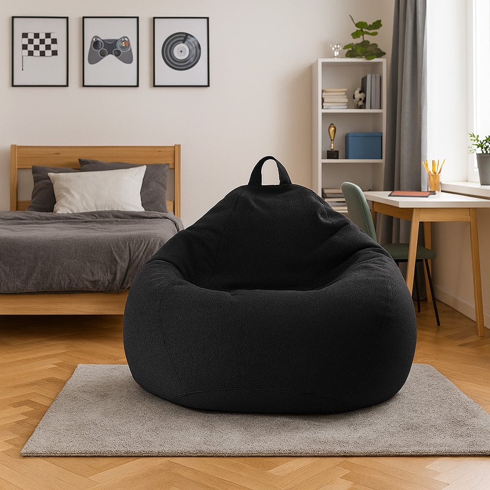 Sac de siège 185 L noir avec remplissage ECO Bean Bag coussin L