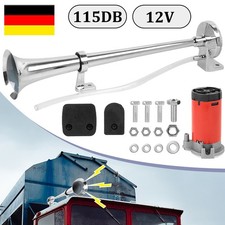 Fanfare Hupe Druckluft Horn Nebelhorn Chrom mit Kompressor 12V PKW LKW Bus Auto