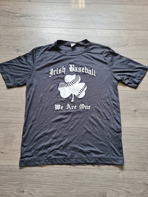 Vintage Sport-Tek T-Shirt Irish Baseball We Are One Kleeblatt Print Grau S