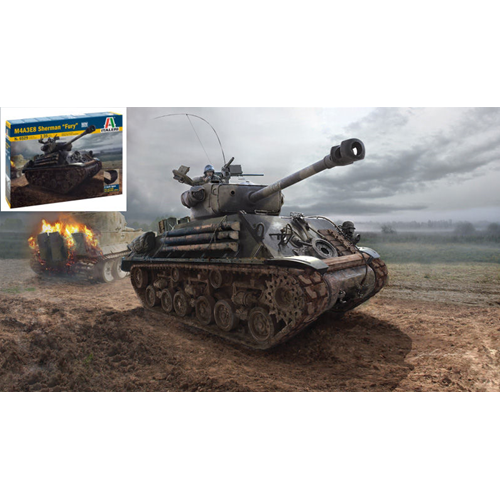 "Carro M4A3E8 Sherman \"Fury\" Kit 1:35 Italeri Kit Mezzi Militari -D- Neues Modell"-image