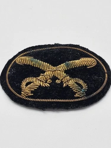 Civil War Calvary Officer Crossed Sabers Embroidered Hat Insignia 1.75"