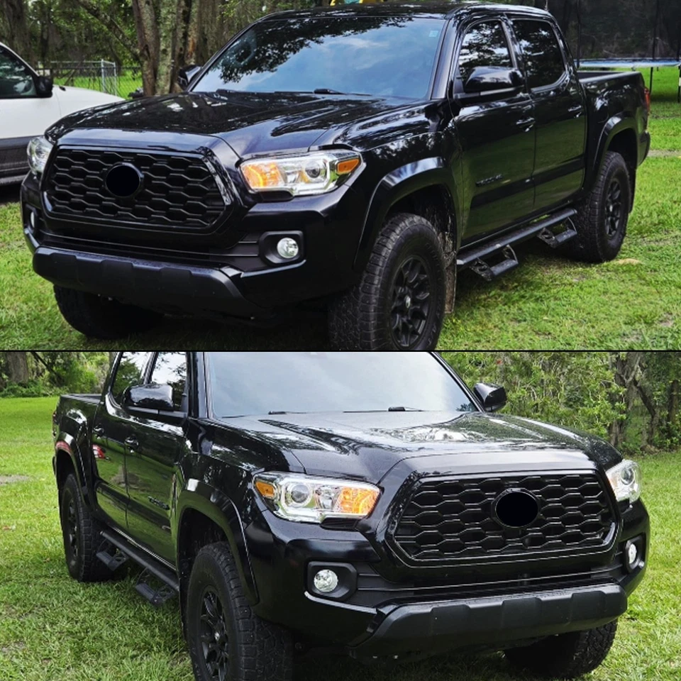 Front Bumper Grille Gloss Black Mesh Grill For 2016-2023 Toyota Tacoma TRD Style Foto 4 de 4