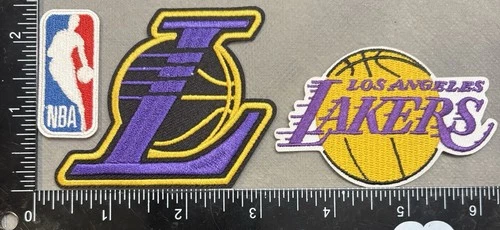 LOT SET OF 3 LOS ANGELES LAKERS IRON ON EMBROIDERED PATCHES BASKETBALL - product listing photo
