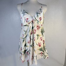 Victoria's Secret sz M Floral Satin Nightie w Thong Set Nightgown Camisole Teddy