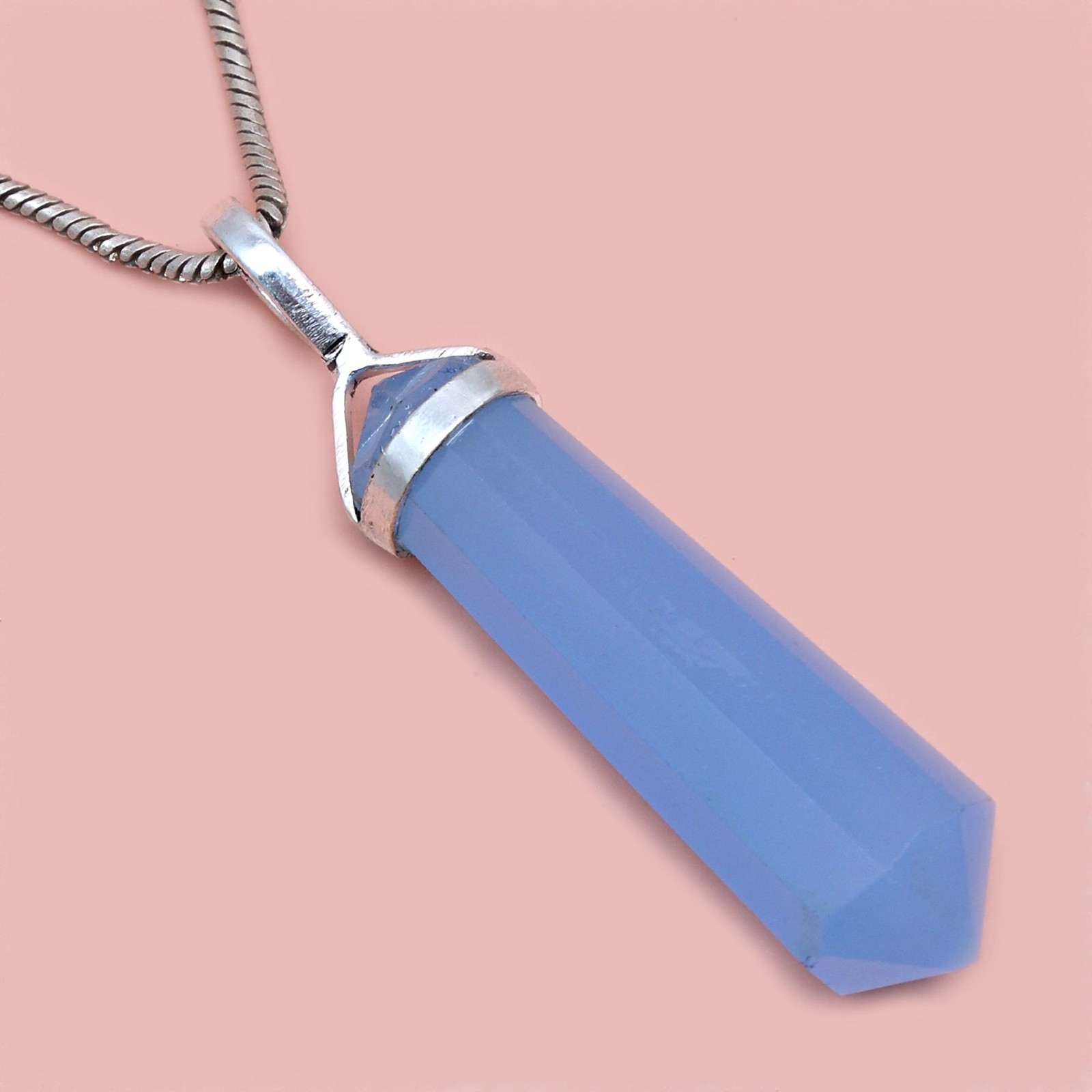 Blue Chalcedony Gemstone Handmade Silver Pendant Jewelry for Women & Men