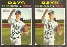 2 CARD 2020 TOPPS HERITAGE EMILIO PAGAN BASEBALL CARD LOT