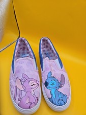 Disney Women's Size 8 Stitch Angel Slip On Casual Shoe Pink Blue Lilo Stitch