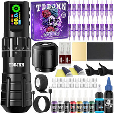 Wireless Rotary Tattoo Pen Kit, 1800Mah LED Display Tattoo Machine with 7 Adjust