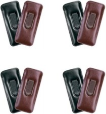 Half Clip Faux Leather Eyeglass Case Soft with Clip, Felt Lining, Slim Slip-In