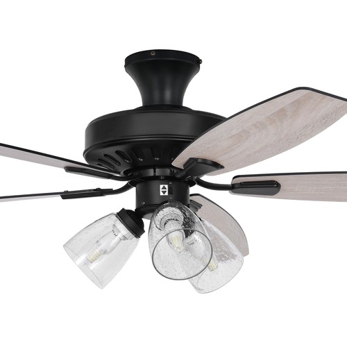 Dextrus 52'' Ceiling Fan with Light & Remote, with Clear Seeded Glass Light Kit