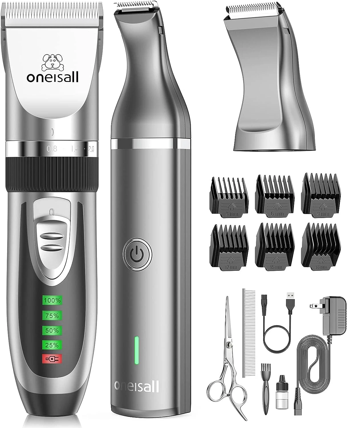 Dog Clippers and Dog Paw Trimmer Kit 2 in 1 Pet Cat Dog Grooming Kit Quiet Cordl