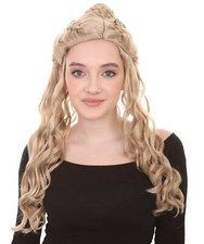 Blonde Braided Curly Wave Wig for Cosplay Dragon Queen Halloween Party HW-2233