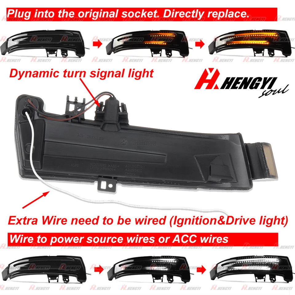 Luces de señal de giro indicadoras de espejo lateral LED dinámicas para Benz W204 W212 W176 Foto 4 de 4