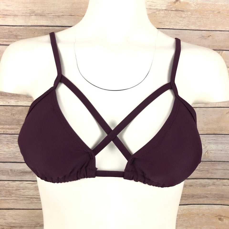 Traje de bikini de natación EXPRESS 2 piezas XS púrpura ciruela lazo trasero parte inferior con volantes NUEVO Foto 3 de 4