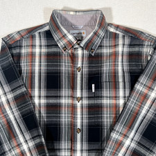 Carhartt Shirt Mens M Gray Multi Plaid Relaxed Fit 100 Cotton Button Down Logo