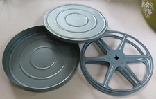 8mm Blue Metal 7" Diameter Film Case w/Empty Reel S HERER EZ-GRIP MADE IN USA