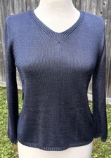 DKNY Donna Karan New York 100% Silk Lightweight Knit Sweater Top Size Large
