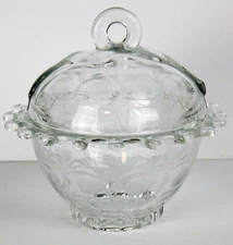 Vintage Heisey Glass Lariat Covered Candy Dish Etched Design