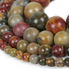 Natural Picasso Jasper Beads Round 15 inch Strand Gemstone 4mm 6mm 8mm 10mm 12mm
