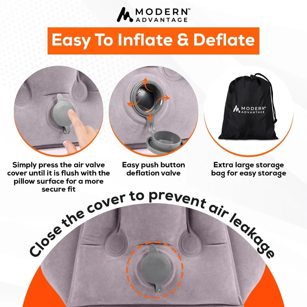 Adjustable Inflatable Travel Neck Pillow for Airplane Head Support